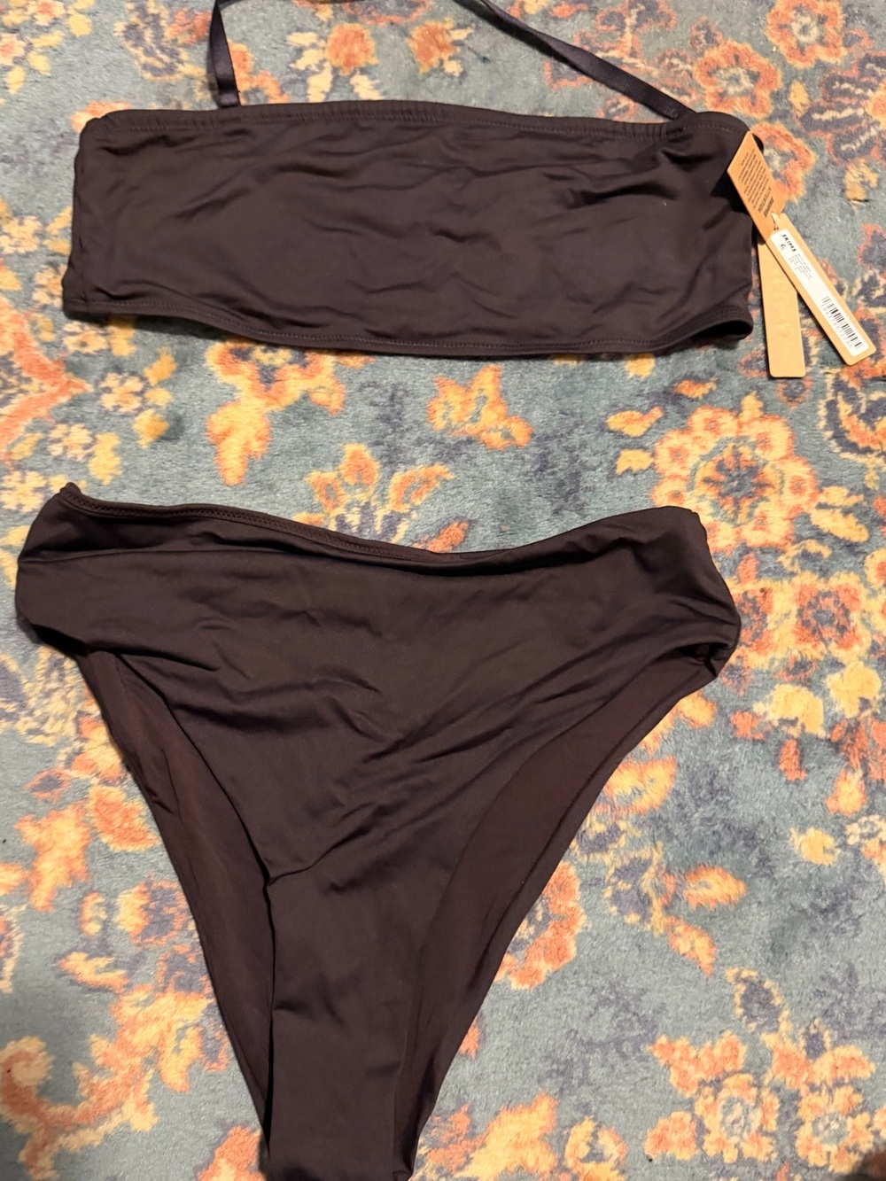 SKIMS Black Bandeau Bikini Set